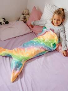 Manta Cobija con Cola de sirena Flourecente Frazada Niña Infantil Adolecente - ARCOIRIS  E - Ver 8