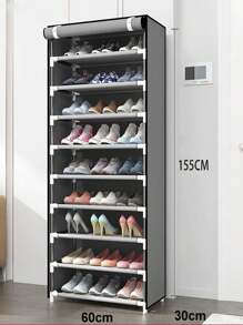 Estante de zapatos de 9 niveles con tapa, organizador de calzado Zapatera estrecha con tapa, armario Para Zapatos de 9 pisos de altura, estante de zapatos sólido, acabado de estante de zapatos, puede acomodar 20 - 22 armarios de zapatos independientes con tapa de polvo. - Gris - Ver 7