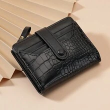 Crocodile Pattern Multi-Slot Wallet, Macaron Color Short Wallet, Daily Minimalist Multi-Layer Wallet, Versatile Fresh Card Holder