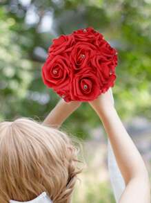2PCS Wedding Bouquets For Bride,Hand Holding Bouquet Artificial Fake Flowers Toss Bouquet,For Wedding Party Decorations, Home Decoration