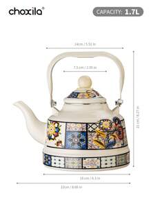 choxila 1pc Enamel Porcelain Teapot Kettle Ancient Clock Pot Painted Enamel Pot Thickened Gas Induction Cooker Common, For Outdoor, Camping