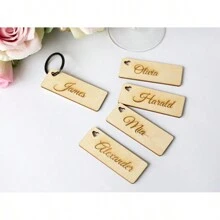 1 pieza Llavero de certificado de boda de madera - Placa de identificación de madera personalizable impresa, Accesorio de alambre de acero negro de 7 pulgadas, Portátil para bodas, San Valentín, festivales, fiestas, regalos de cumpleaños y graduación