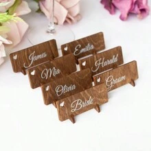 1 pieza Llavero de certificado de boda de madera - Placa de identificación de madera personalizable impresa, Accesorio de alambre de acero negro de 7 pulgadas, Portátil para bodas, San Valentín, festivales, fiestas, regalos de cumpleaños y graduación