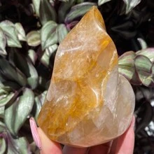 1pc Assorted Golden Healer Quartz Crystal Stone Palm, Golden Healer Quartz Column Tower, Healing Crystal Gift