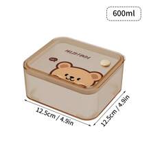 WORTHBUY Caja de almacenamiento de alimentos cuadrada de plástico con tapa, caja sellada reutilizable a prueba de humedad para bocadillos, frutos secos y caramelos, con diseño de dibujos animados transparente, apta para la cocina, la sala de estar y la oficina