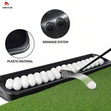 ABAHUB Bandeja para pelotas de golf, dispensador de pelotas de golf, dispositivo alargado de almacenamiento de golf, contenedor de almacenamiento de pelotas de golf, accesorio de entrenamiento de golf, apto para práctica en casa, tanto interior como exterior.