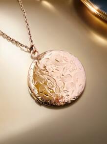 Personalized With Your Own Photo Round Golden Locket Necklace, Photo Necklace, Photo Locket, Keepsake Photo Frame Charm, Best Gift