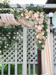 Rose Wedding Arch Flowers Artificial Flower Swag Pink Wedding Sign Flowers Wedding Flower Greenery Arrangements For Ceremony And Reception Backdrop Decoration