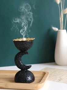 1 件树脂月亮形香炉，创意砂岩家居装饰，桌面装饰，适合一般家居装饰，时尚香薰配件，生日毕业 E-I-D 的完美礼物