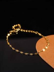 1 件简约不锈钢扁平十字链手链首饰女士 - 水波紋 - 查看 8