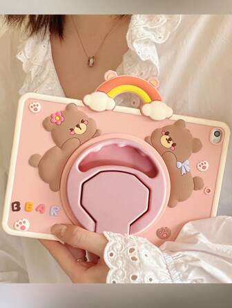 Apple 1 件彩色熊设计 iPad 保护壳适用于 iPad 7/8/9、iPad Air 5/4/3 第 9 代 10.2 英寸、iPad Pro 11 英寸、iPad Mini 7、iPad Air 6、硅胶全身保护套