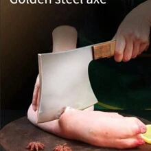1 Piece Bone Knife, Heavy Butcher's Axe, Machete, Stainless Steel Thickened Blade And Ergonomic Handle, China Kitchen Axe, Multifunctional Professional Knives For Home And Restaurant Use, Household Restaurant Thickened Stainless Steel Axe, For Bone Cutting, Multifunctional Forging, Knocking, Cutting, Multifunctional Stainless Steel Kitchen Knife, For Bone Cutting, Large Bone Cutting, Golden Steel Axe Unique Gift For Men