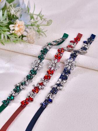 1pc Elegant Bridal Rhinestone Embellished Belt, Suitable For Dress, Wedding, And Formal Gown Waist Decor Valentine's Day Accessories