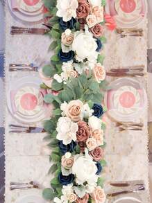 人造灰蓝色婚礼拱门花饰 2 件套，用于婚礼迎宾标志花卉和婚宴仪式装饰派对礼品房间装饰新娘