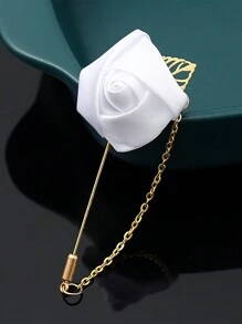 1 Peça Boutonnière de Noivo em Rosa de Seda com Folha de Corrente Dourada para Decoração de Noivo, Casamento e Festa de Casamento, Melhor Presente, Decoração de Casamento, Decoração Doméstica, Decoração de Quarto, Lembrancinhas de Festa, Decorações de Aniversário de Noiva, Formatura, Decorações de Festa Despedida de Solteira