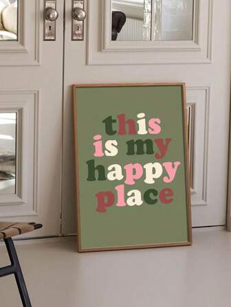 1PC Bohemian Canvas Poster: This Is My Happy Place , Vintage Positive Motivation, Wall Art For Living Room, Bedroom, Home Office, Bathroom, Kitchen, Dining Room, Etc. - Unframed
