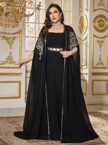 SUPGIR Convertible Sleeveless Bead-Embellished Formal Dress With Floor-Length Skirt