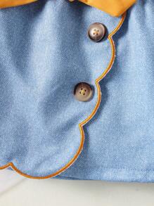 MommBaby Summer 2pcs Outfit For Baby Girls, Sleeveless Knitted Polo Collar Blouse And Butterfly Ruffle Trim Skirt, Perfect For Party & Outdoor Activities - Multicolor - View 8