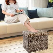Storage Ottoman Footrest Stool Small Ottoman, With Storage Foldable Ottoman Foot Rest Footstool Bench For Living Room - Leopard Print - View 5