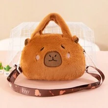 Capybara Crossbody Bag Portable Shoulder Bag Purse Cute Plush Bag For Outdoor Party,Stuffed Capybara Plush Bag Cartoon Capybara Plush Animal Handbag
