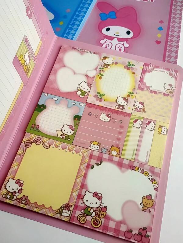 Sanrio 330pcs/Pack Sanrio Kuromi Ins-Style Memo Pad Sticky Notes Combination, Kitty Adhesive Tabs, Index Stickers, Student Gift, Back To School Essentials