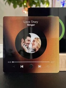 1 pieza, Etiqueta de nevera de acrílico personalizada con música, con tu foto y canción personalizada, se puede reproducir música, etiqueta magnética para nevera, recargable por USB, decoración del hogar, decoración de nevera, regalo de arte musical romántico, regalo de cumpleaños, recuerdo del aniversario de boda, recuerdo de graduación, regalo del Día del Padre y de la Madre, multifuncional, ajustable, decorativa, reutilizable, exquisita, adorable, de alta calidad, moderna, colorida, cómoda, con estilo, personalizada, única, regalos ideales para él, regalos ideales para ella, novio, novia, papá, mamá, familia, amigos, hijo, hija, oficina, sala de té, escuela, hogar, renovación del hogar