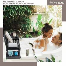 Expandable Bathroom Tray, Waterproof Tray Caddy, Perfect Bath Caddy For Home Spa, Gift For Loved Ones, Bamboo