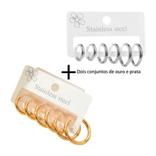 Gold Circle Earring For Women 316L Stainless Steel Simple Temperament Jewelry Gifts - Colorful - View 1