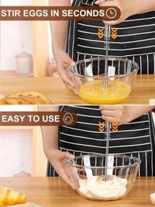 1/3pcs Easy Whisk Mini Metal Stainless Steel Whisk, Semi-Automatic Press And Rotate Household Egg Beater, Stainless Steel Small Egg Whisk Hand Mixer For Kitchen Use, Whisk Blender Mixer For Egg, Milk, Dough Cooking, Kitchen Gadgets For Cooking, Baking, Cream Foamer & Stirrer (Random Color And Style)