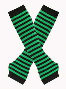 St. Patrick's Day Clover Stripe Basic Knit Fingerless Gloves - Multicolor - View 6