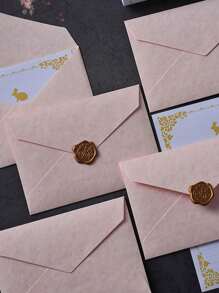 16 件套信封、10 张文具纸、3 个信封和 3 个火漆印章、办公信封、婚礼请柬、西方商务邀请函、信封卡纸、高级亚麻信封、朋友礼品卡、信封、火漆印章、文具纸、VIP 邀请函 - 彩色 - 查看 4
