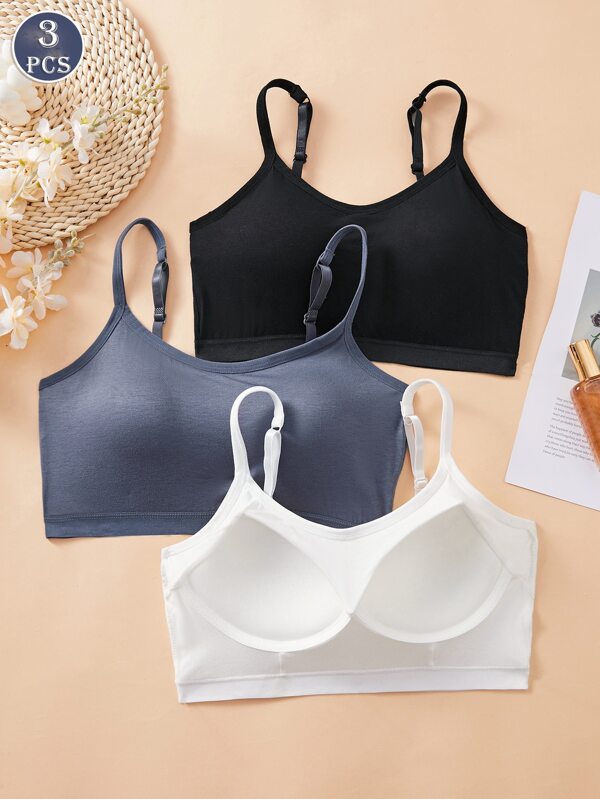 3PCS Women's Solid Color One-Piece Adjustable Shoulder Strap Is Comfortable, And There Is No Steel Ring With Its Own Chest Pad, Tube Top Underwear, Sports Sleep Bra Vest Underwear.