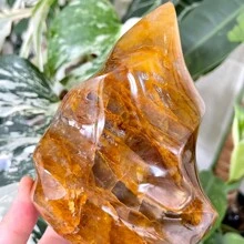 1pc Assorted Golden Healer Quartz Crystal Stone Palm, Golden Healer Quartz Column Tower, Healing Crystal Gift