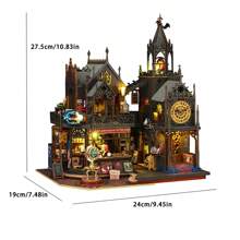 Jeu de construction du château de Poudlard - Puzzle 3D, maison de poupée miniature DIY, décoration de chambre, artisanat en bois, cadeau d'anniversaire