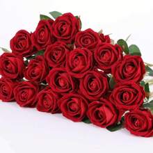 22 Pcs Artificial Roses In Bulk, Fake Silk Roses Realistic Roses For Wedding Centerpieces Flower Arrangement Home Decor - 紅色 - 查看 6