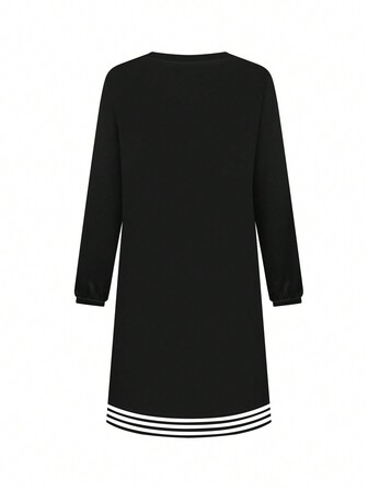 cimmuovere 女士宽松休闲度假运动衫套装，绣花下摆，罗纹袖口，口袋，圆领，侧开衩，宽松裤装，可作为医用手术服穿着，端庄