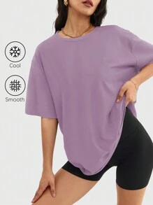 Speed mate Women's Casual Oversized Crew Neck Short Sleeve T-Shirts, Basic Workout Tops, Spring/Summer