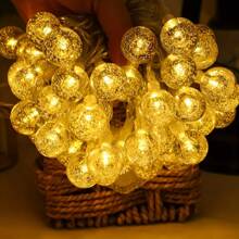 3M20Lights Outdoor Camping Crystal Ball Light IP65 Waterproof Solar Holiday Light Bulb Ball Light Thanksgiving Christmas Halloween Ramadan Decorative Light Outdoor Garden Decoration