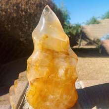 1pc Assorted Golden Healer Quartz Crystal Stone Palm, Golden Healer Quartz Column Tower, Healing Crystal Gift