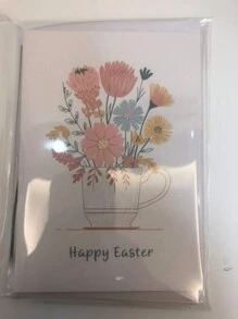 6pcs Easter Greeting Cards, Happy Easter Cards, He Is Risen Cross Cards, Including Envelopes, Holiday Gifts For Family And Friends Easter Bible Note Cards With Blessing Messages, Used To Replace Easter Words