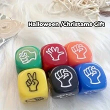 Set de 6 dados de juego de piedra, papel o tijera de colores mezclados