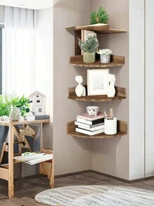 1 pieza Estante de pared de madera montado, estante flotante de esquina organizador de almacenamiento, decoración de habitación