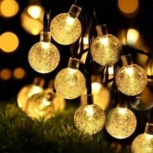 3M20Lights Outdoor Camping Crystal Ball Light IP65 Waterproof Solar Holiday Light Bulb Ball Light Thanksgiving Christmas Halloween Ramadan Decorative Light Outdoor Garden Decoration