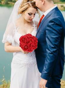 2PCS Wedding Bouquets For Bride,Hand Holding Bouquet Artificial Fake Flowers Toss Bouquet,For Wedding Party Decorations, Home Decoration