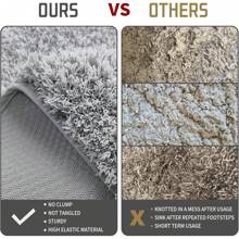 Yimobra Bathroom Rugs Non Slip Washable 24x17, Ultra Soft And Water Absorbent Bath Mats, Plush Fluffy Shower Mat Outside, Microfiber Thick Matts For Bathroom Floor/Sink, Light Gray And White