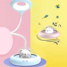 USB Rechargeable Cartoon Desk Lamp, Desk Lamp, Double Light, Color Bear UFO Lamp, Adjustable Lamp, LED Night Reading Lamp, Dimmable Lamp, Study Book Light. - 藍色 - 查看 1
