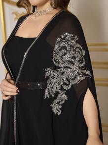 SUPGIR Convertible Sleeveless Bead-Embellished Formal Dress With Floor-Length Skirt