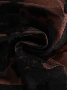 2pcs Baby Girl Ribbed Fabric Floral Embroidered Mesh Strap Dress And Hat Set - Black - View 7