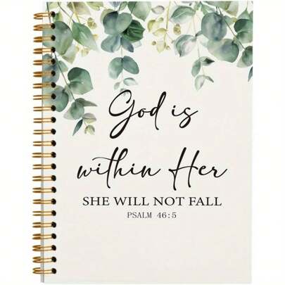 A5 Inspirational Journal For Women, 50 Pages Spiral Notebook With " Is Within Her She Will Not Fall" Quote, Hardcover Study Guide--5.5x8.3in/14cmx21cm With 50 Pages--A Diary With The Weekday Signs , Weather Signs,Memo No.And Date Signs