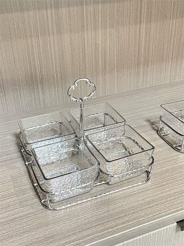 1 szt. Srebrny talerz skręcony do użytku domowego z miską na przekąski